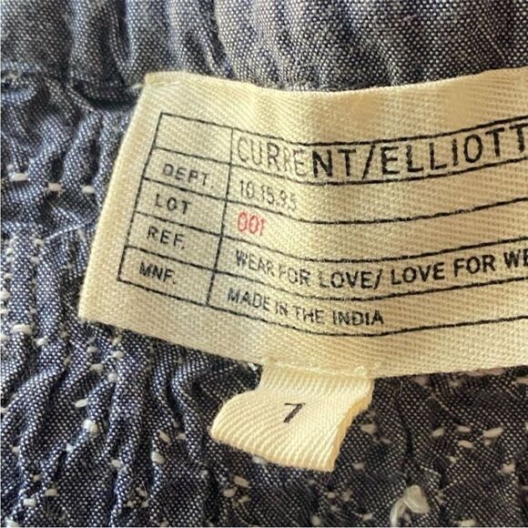 NWOT Current/Elliot Embroidered Smocked Chambray Tank Top. Size S/M. - Picture 7 of 9